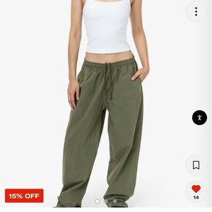 Los Angeles apparel cotton poplin pants in army green
